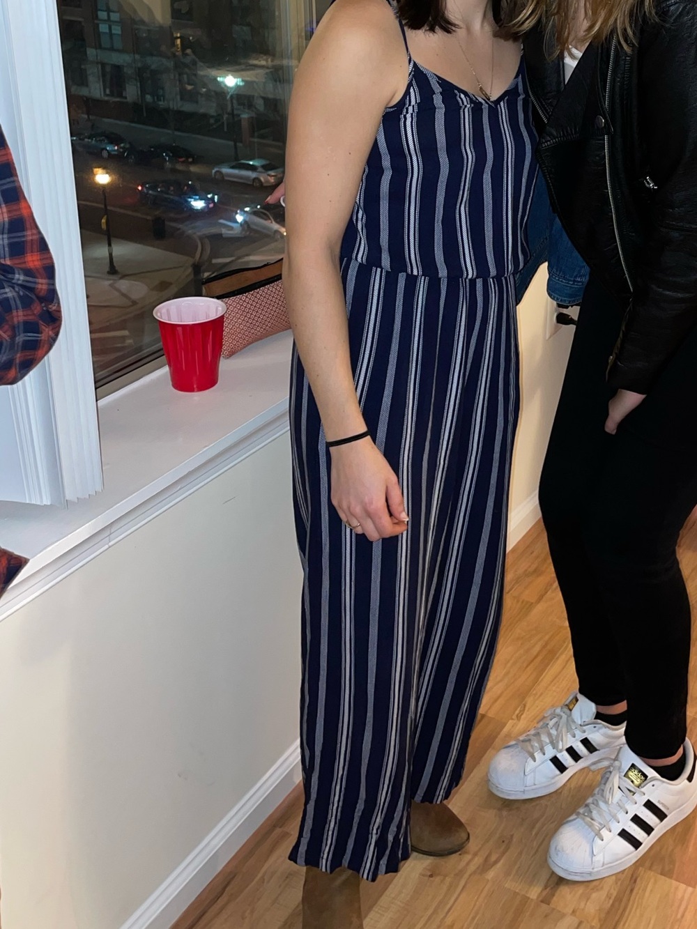 Blue and White Striped Jumpsuit